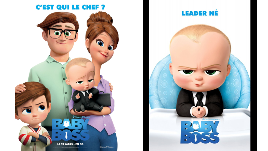 Affiches du film Baby Boss, en famille et seul. Titre &quot;C'est qui le chef&quot; et &quot;Leader né&quot;